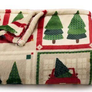 NEW TRUCK GRID SOFT PLUSH THROW BLANKET CHRISTMAS TREE THE BIG ONE 5X6 FT NWT